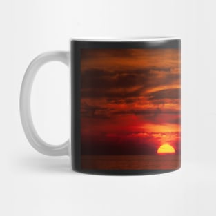 Sunset, clouds, sea, fiery red sky, Germany Mug